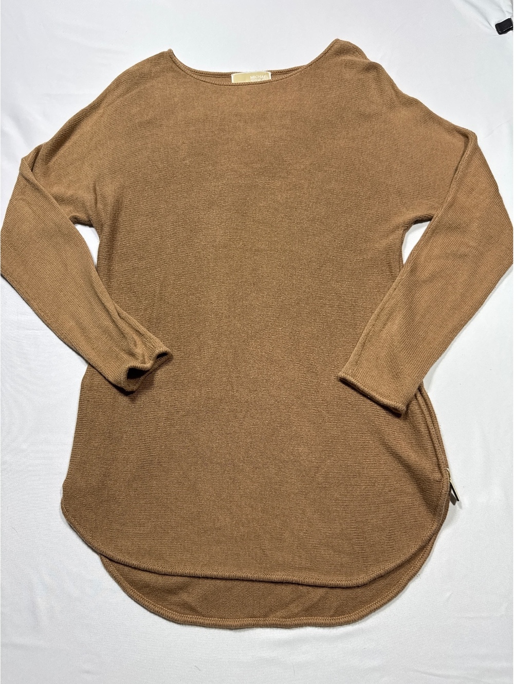Michael Kors Cozy Camel Knit Sweater with Side Zipper - Size